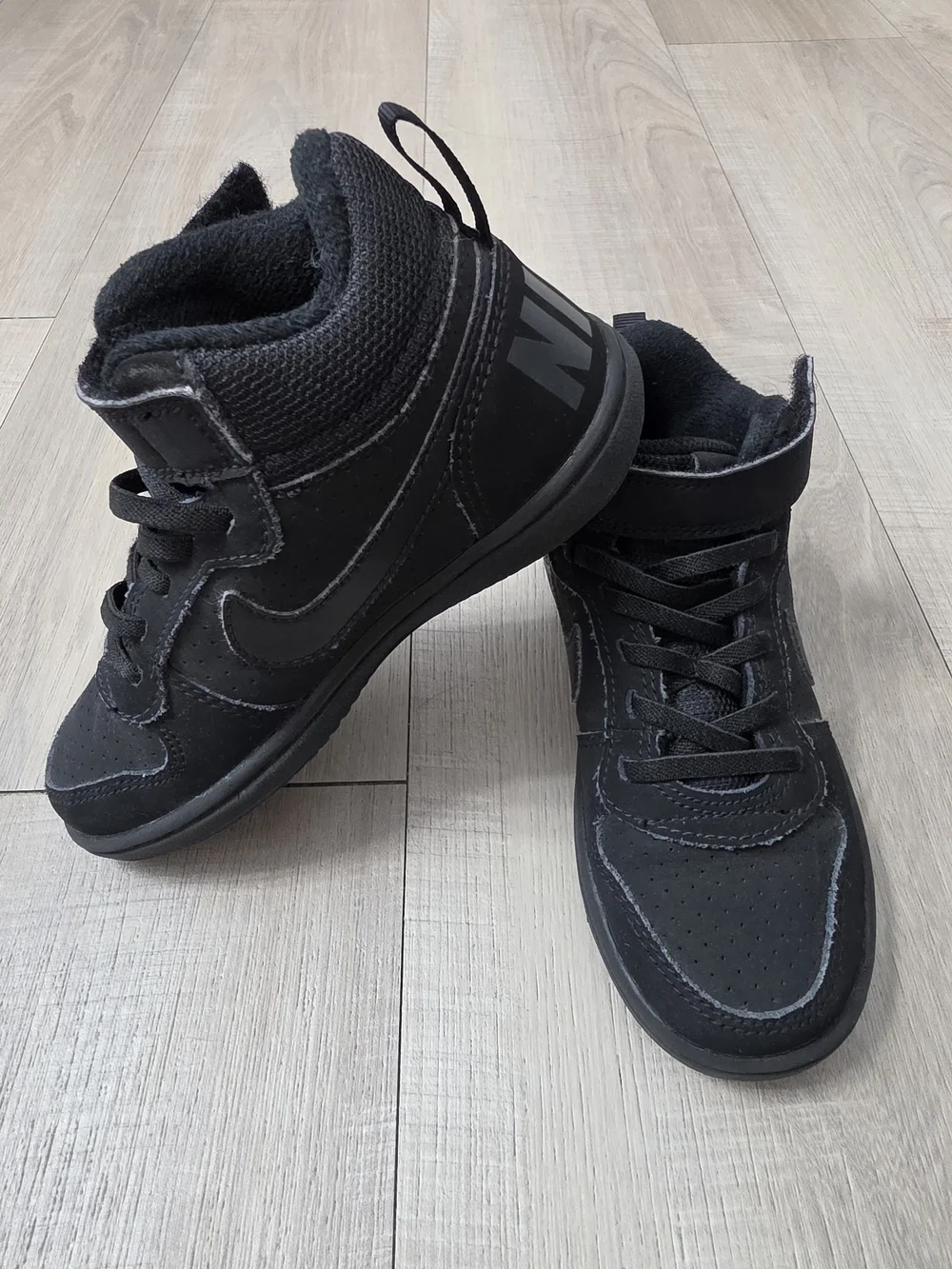 Nike Kids Black High-Top Sneakers with Strap